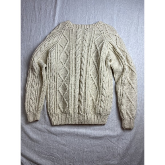 Loft & Brownstone Beige Womens Size S Wool Cable Knit Fisherman Pullover Sweater - Picture 7 of 7